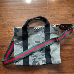 Green Camo Canvas Mini Tote Crossbody Bag